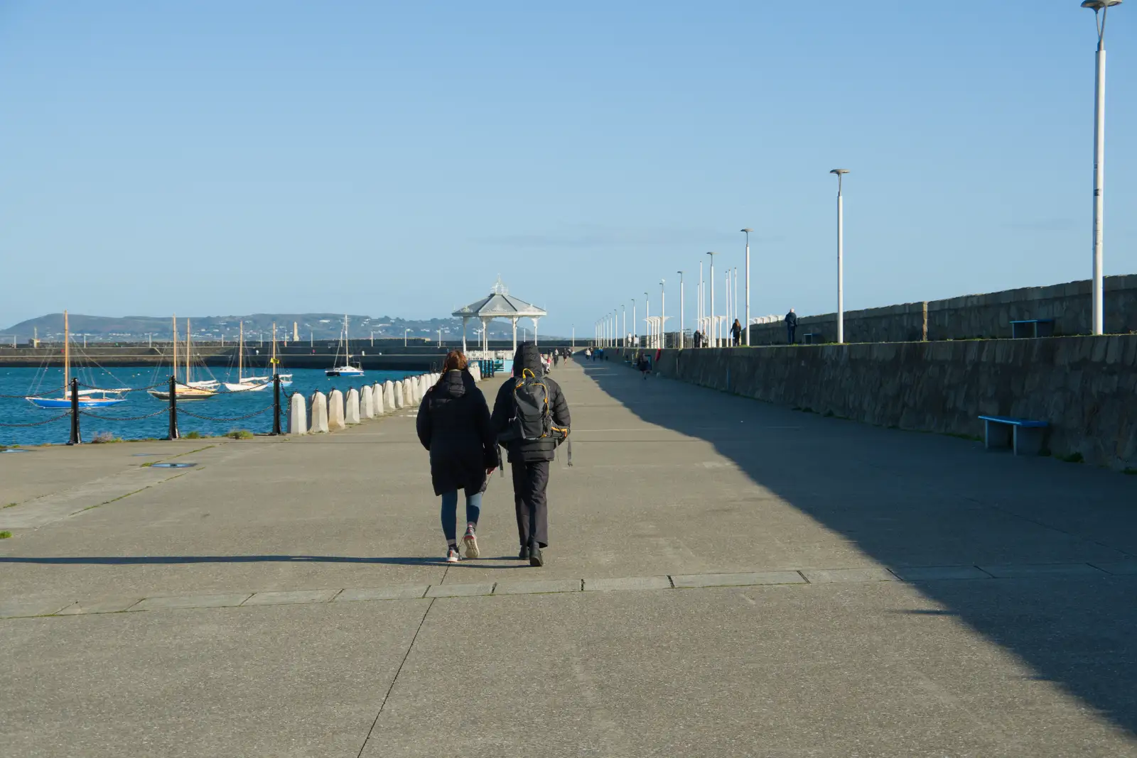 Isobel and Harry on the pier, from End of the Line 1: Dún Laoghaire to Howth, Ireland - 29th October 2025