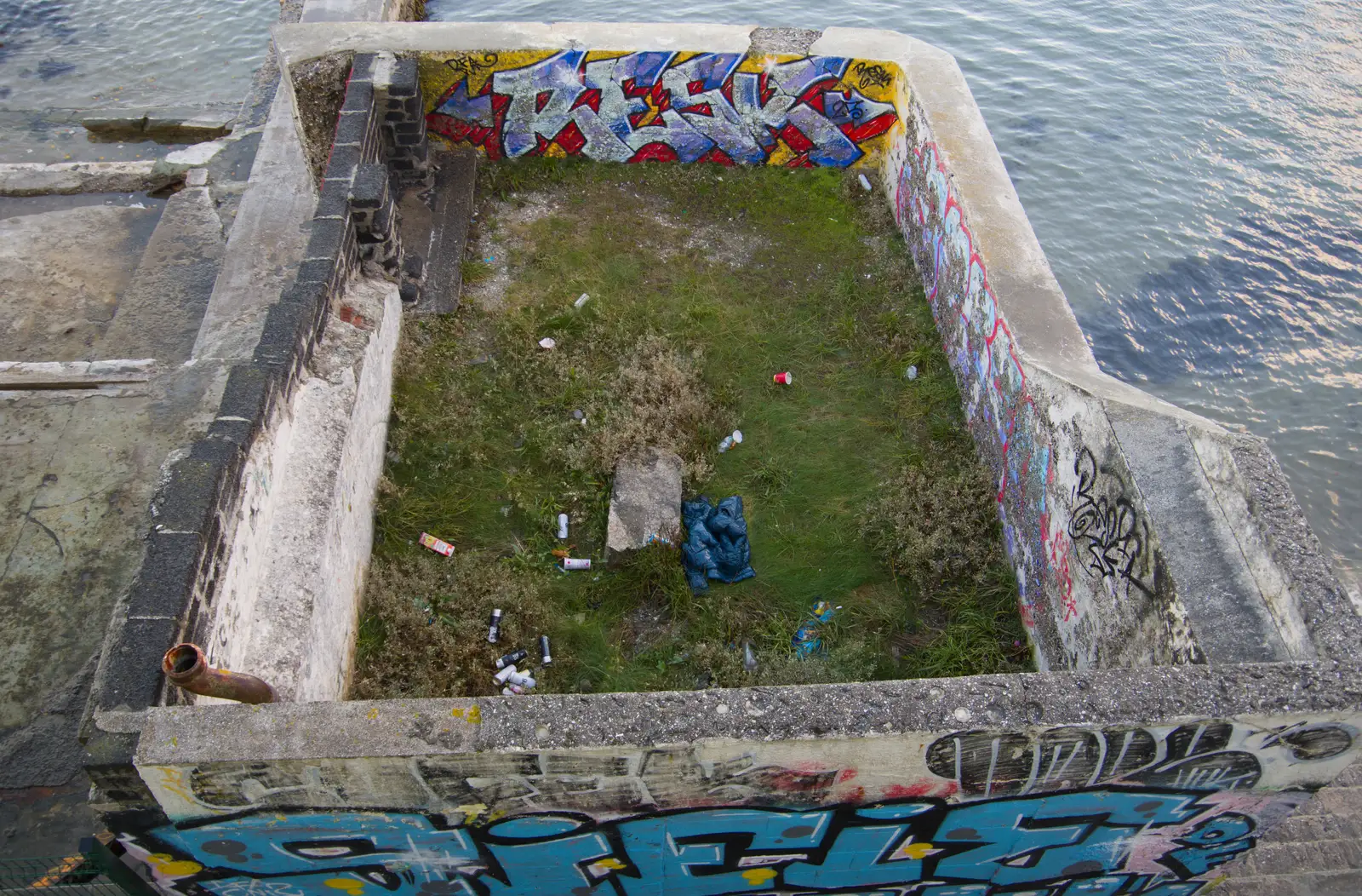 Graffito'd walls at Blackrock, from End of the Line 1: Dún Laoghaire to Howth, Ireland - 29th October 2025