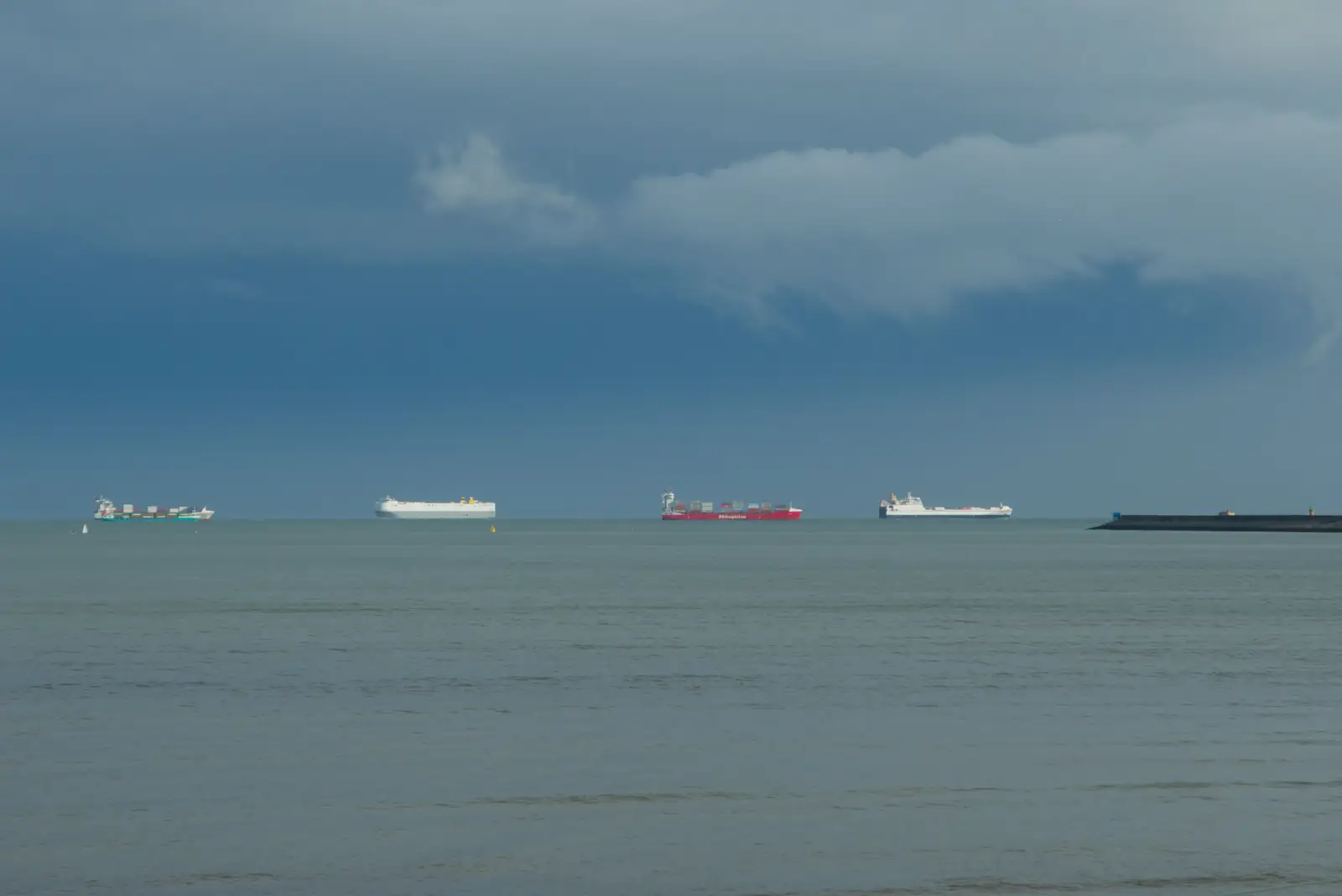 There's a queue of container ships at Dún Laoghaire, from End of the Line 2: Bré to Blackrock, County Dublin, Ireland - 1st November 2025