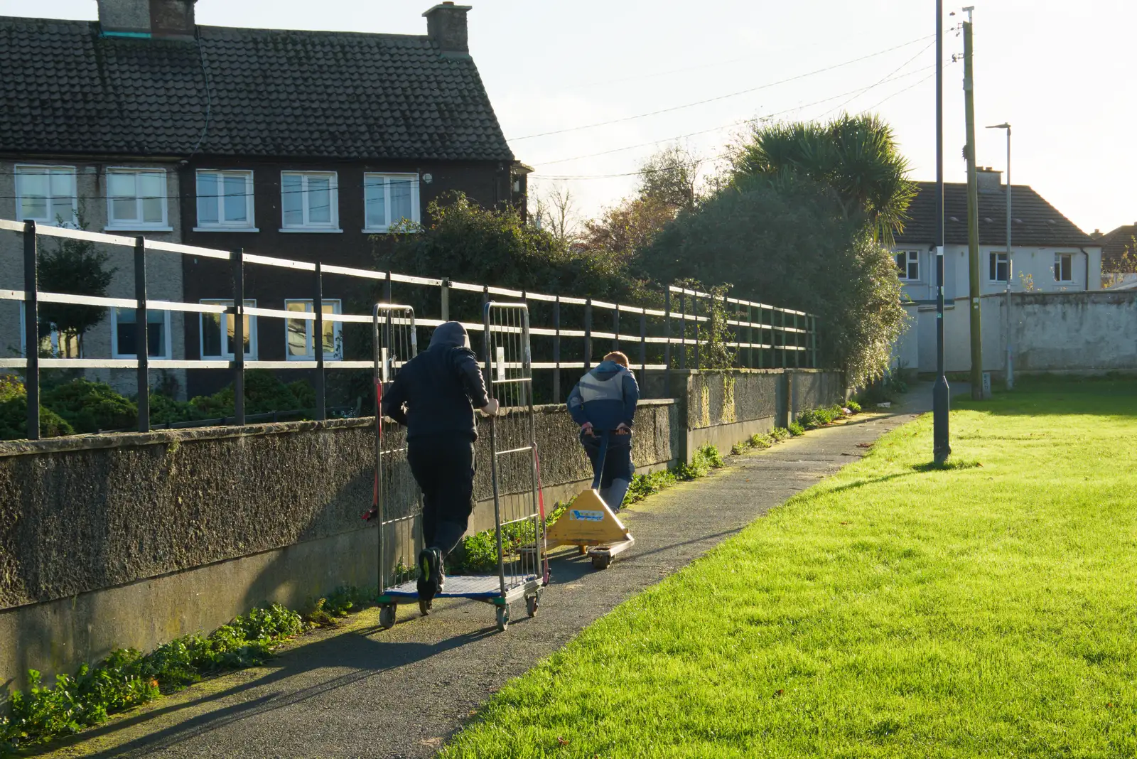 Some kids run off with a pallet lifter, from End of the Line 2: Bré to Blackrock, County Dublin, Ireland - 1st November 2025