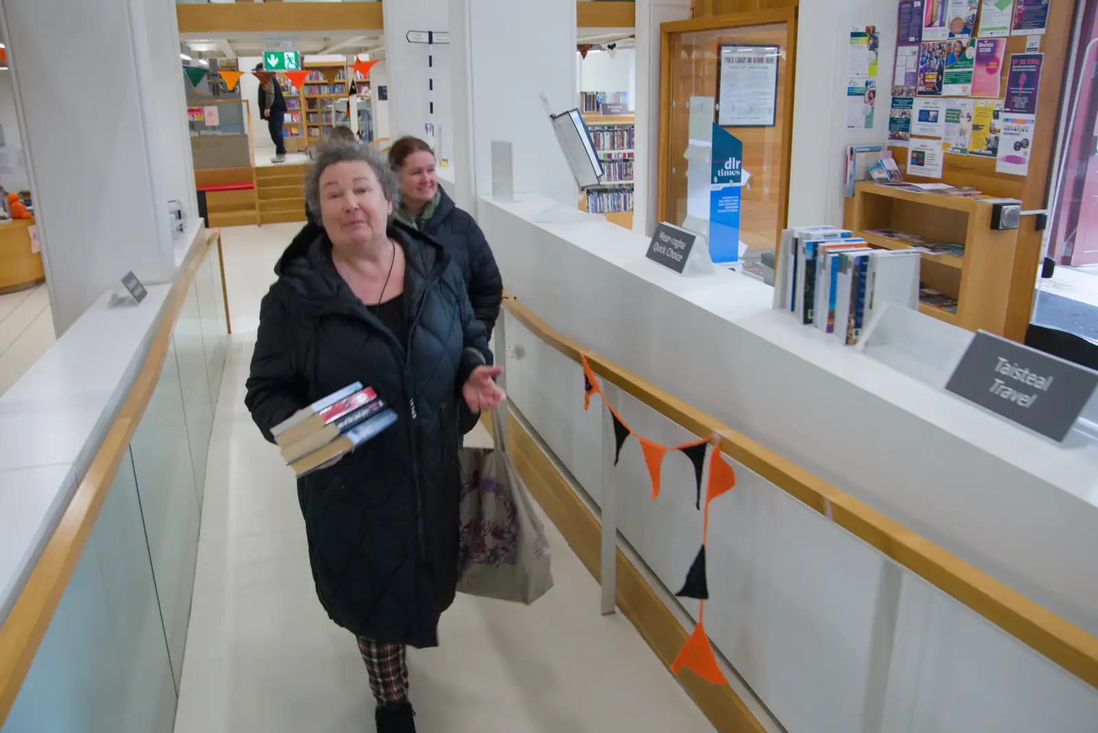 Da Wheeze checks some books out of the library, from End of the Line 2: Bré to Blackrock, County Dublin, Ireland - 1st November 2025
