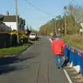 We walk back up past the roadworks, Roadworks and the Christmas Lights Switch-on, Eye, Suffolk - 5th December 2025