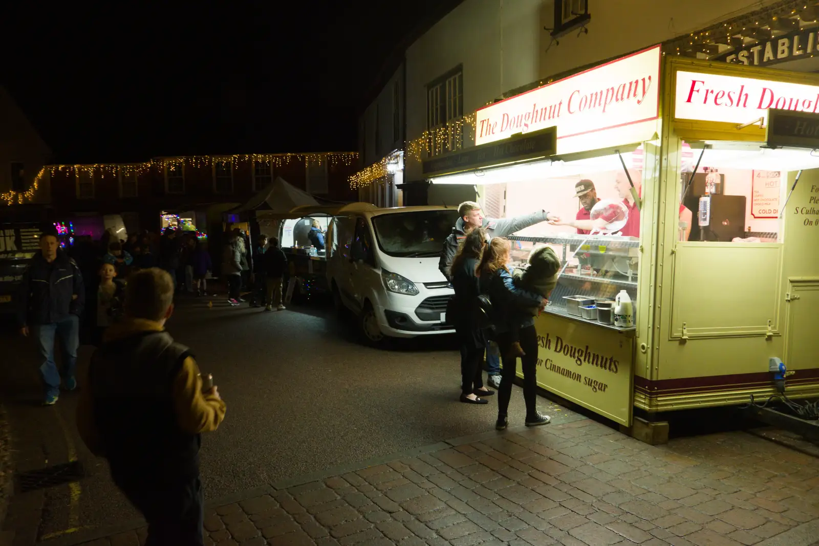 The doughnut van is a sea of light, from Roadworks and the Christmas Lights Switch-on, Eye, Suffolk - 5th December 2025