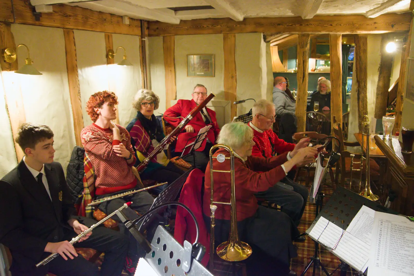 The GSB has picked up a bassoon and an extra flute, from Pub Nights with the GSB, Mellis and Cotton, Suffolk - 17th December 2025