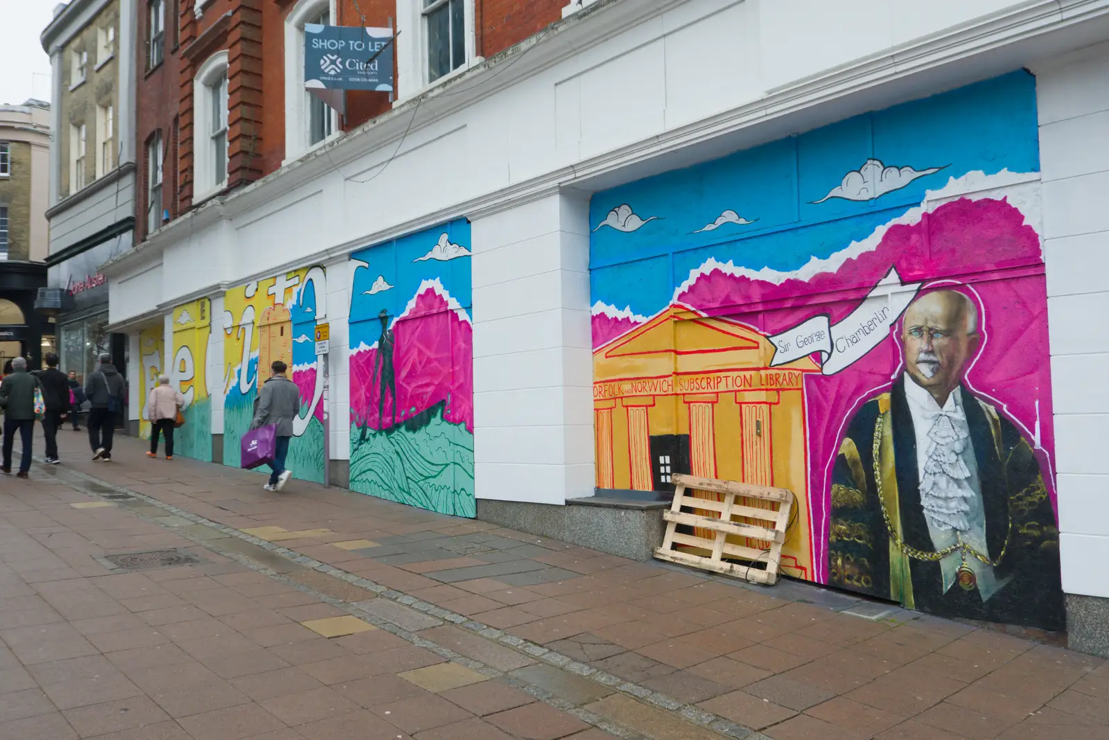 New street art on the old Tesco on Guildhall, from A Visit to St. John the Baptist Cathedral, Unthank Road, Norwich - 18th December 2025