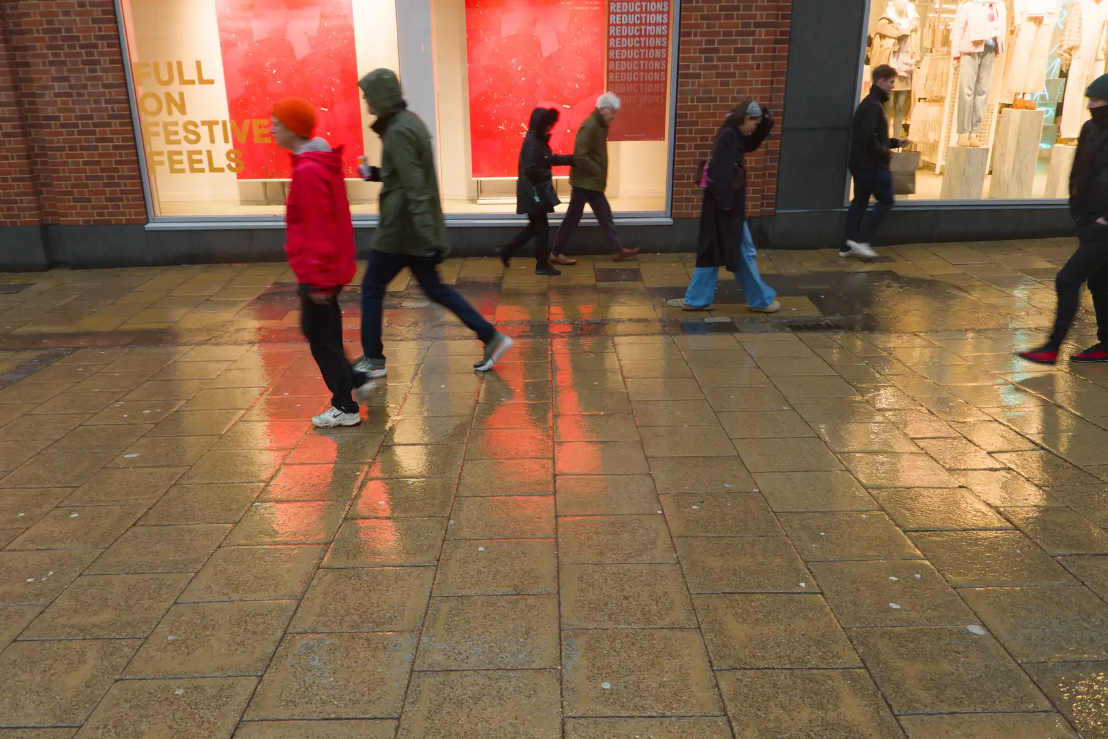 Wet pavement slabs outside Primark, from A Visit to St. John the Baptist Cathedral, Unthank Road, Norwich - 18th December 2025