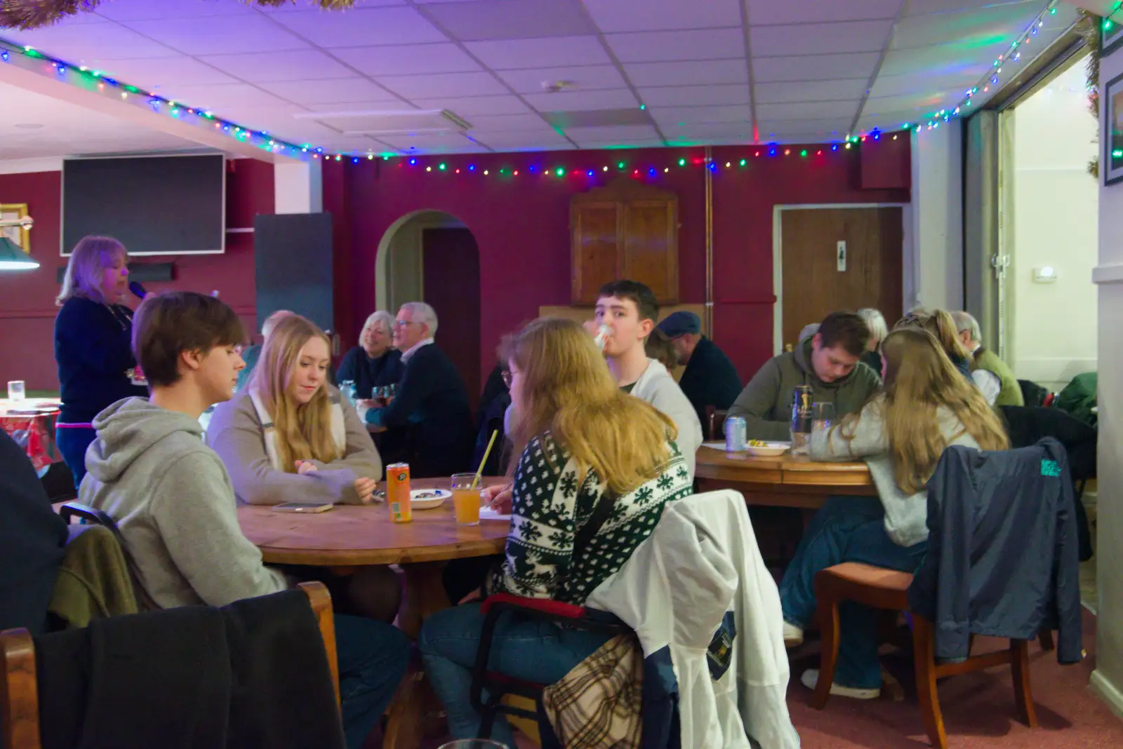Fred looks over during the quiz, from A Christmas Quiz and a Tractor Run, Brome, Suffolk - 20th December 2025