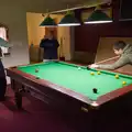 Fred does some sort of move whilst playing pool, A Christmas Quiz and a Tractor Run, Brome, Suffolk - 20th December 2025
