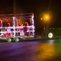 An illuminated trailer piles round the corner, A Christmas Quiz and a Tractor Run, Brome, Suffolk - 20th December 2025