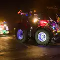 A line of tractors on Rectory Road, A Christmas Quiz and a Tractor Run, Brome, Suffolk - 20th December 2025