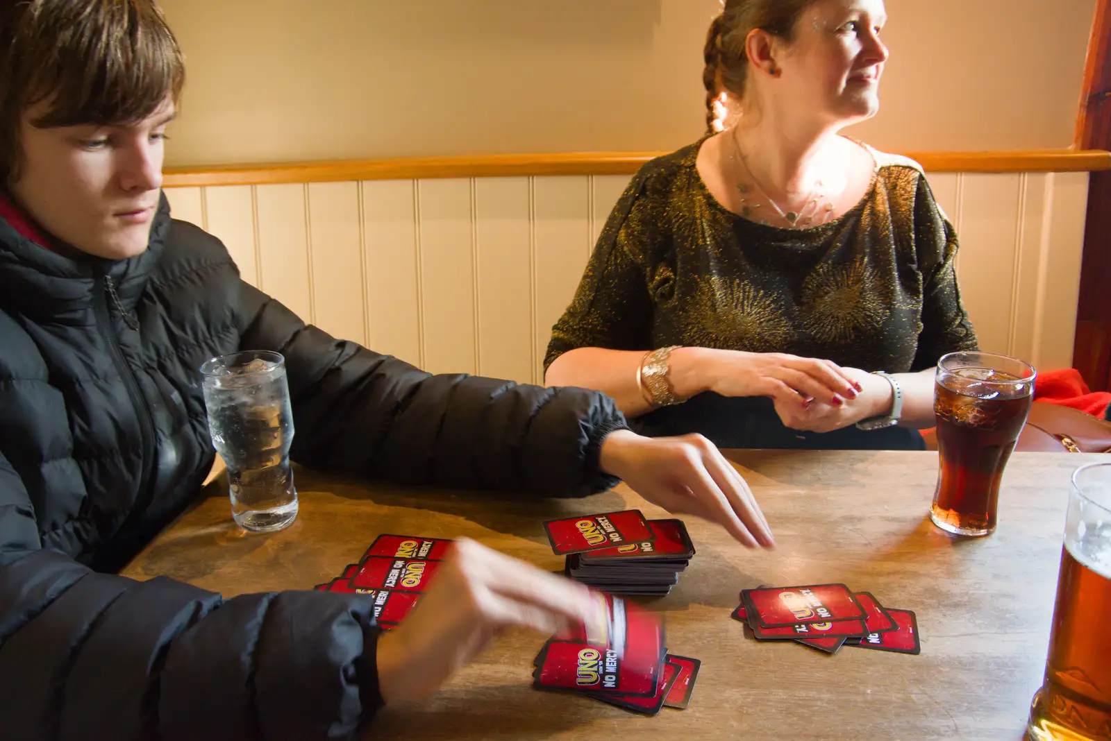 We're playing Uno: No Mercy in the bar, from A Christmas Day Miscellany, Brome, Suffolk - 25th December 2025
