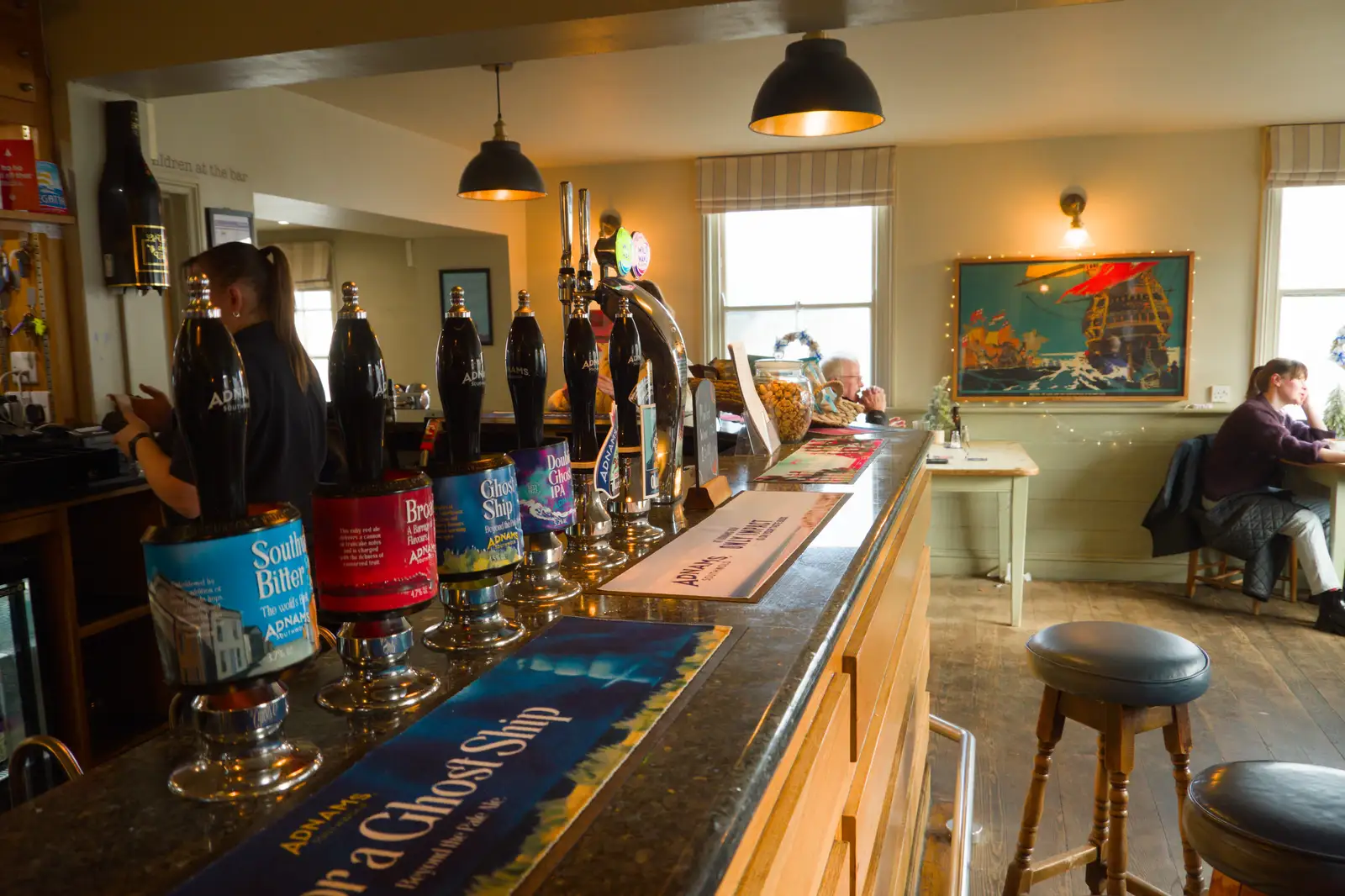 The bar of the Sole Bay Inn, from Boxing Day in Southwold, Suffolk - 26th December 2025