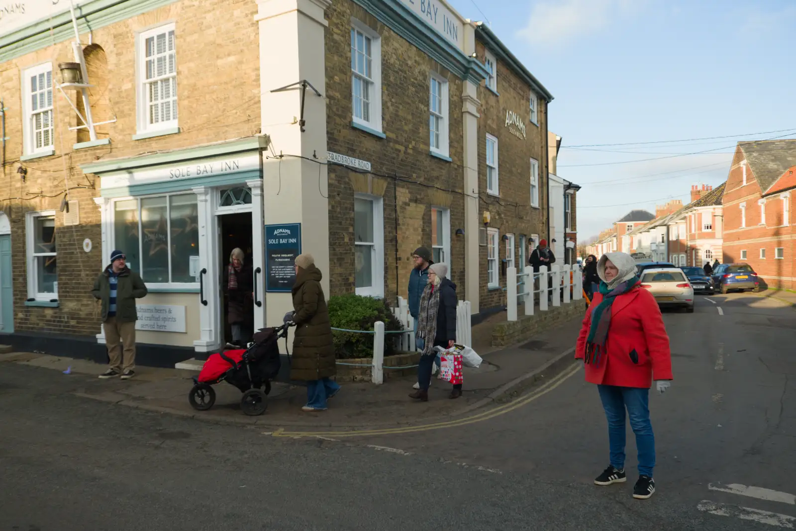 Isobel on Stradbroke Road outside the pub, from Boxing Day in Southwold, Suffolk - 26th December 2025