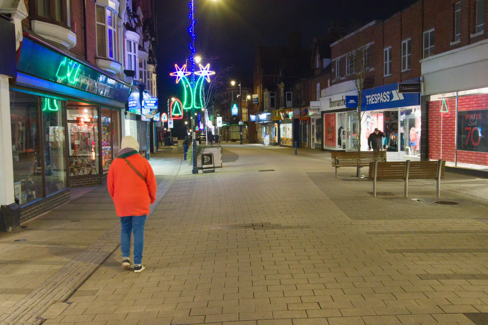 Isobel walks the mean streets of Felixstowe, from A Night at the Orwell Hotel, Felixstowe, Suffolk - 28th December 2025