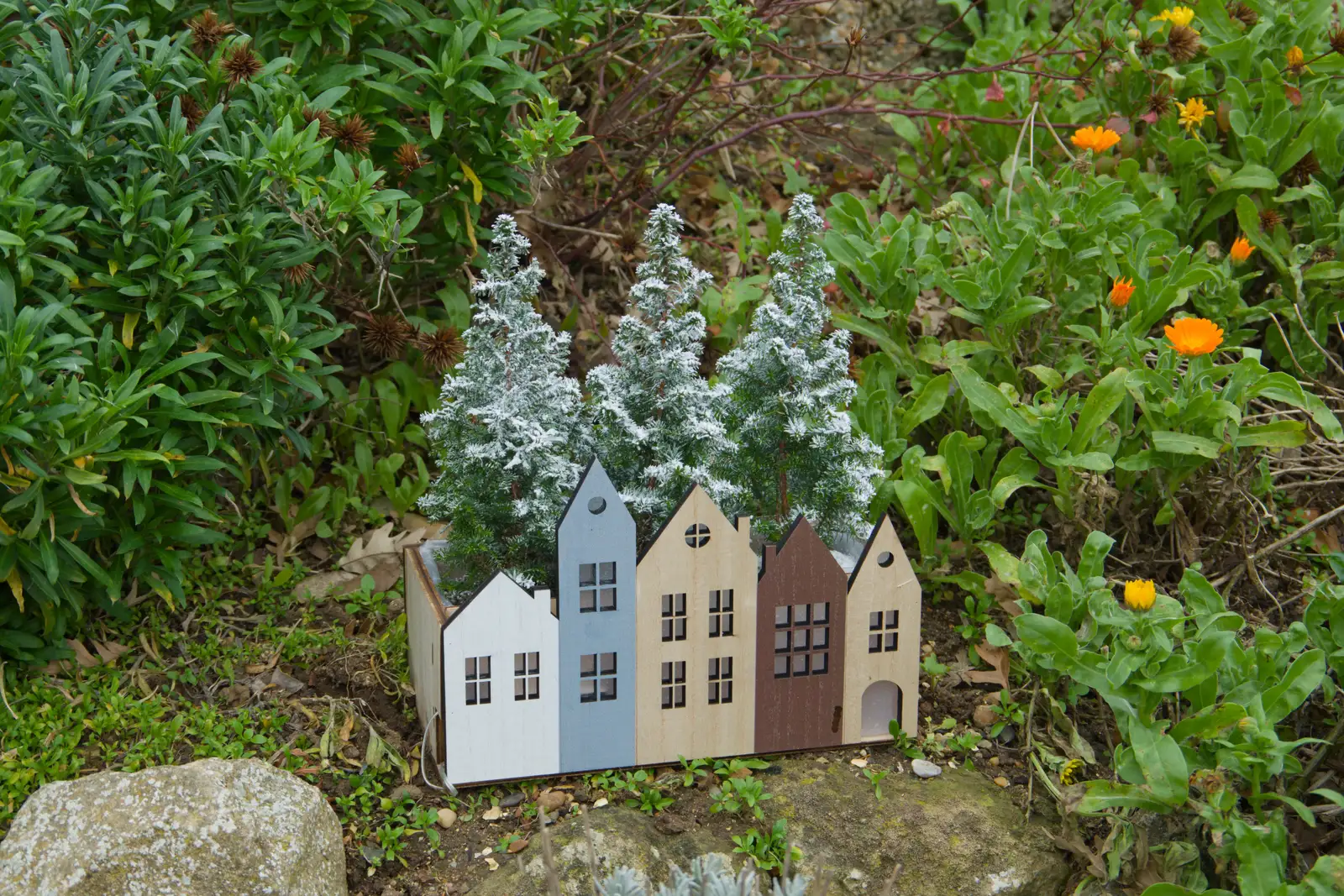 Tiny Christmas trees in a model of Bruges, from A Night at the Orwell Hotel, Felixstowe, Suffolk - 28th December 2025