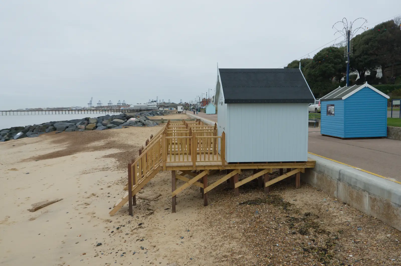 There are some brand-new beach huts by the sea, from A Night at the Orwell Hotel, Felixstowe, Suffolk - 28th December 2025