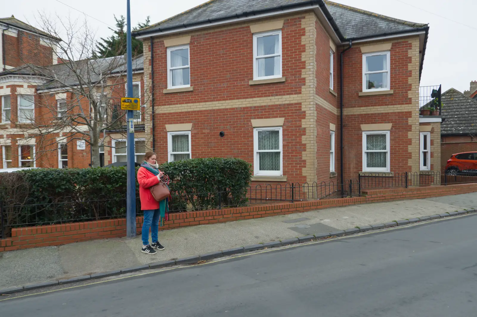 Isobel checks a map on her phone, from A Night at the Orwell Hotel, Felixstowe, Suffolk - 28th December 2025