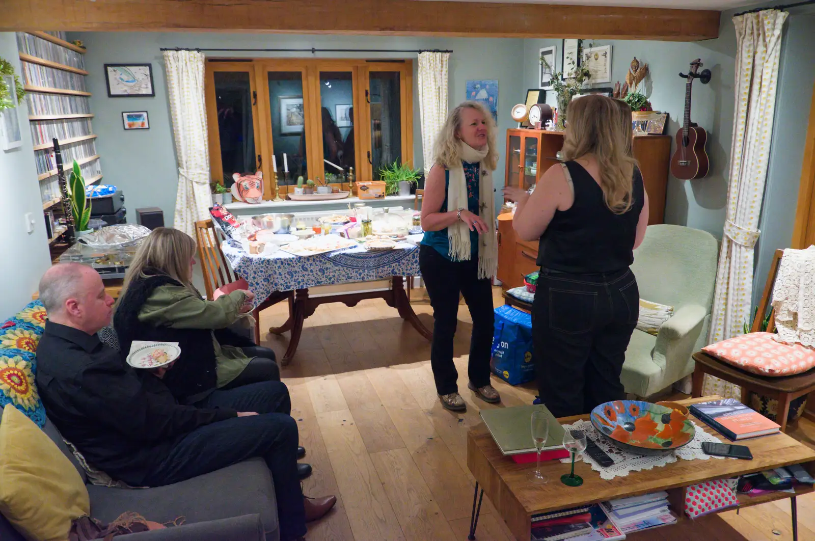 Some conversation in the dining room, from Dove Players and New Year's Eve, Brome - 31st December 2025