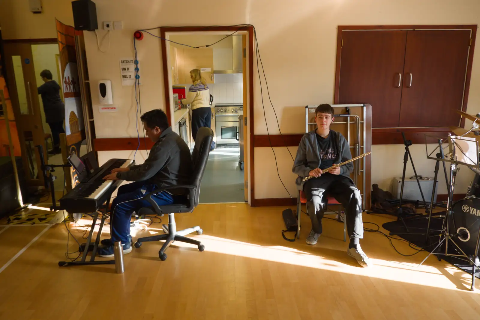 Mario and Fred in the panto band, from Dove Players and New Year's Eve, Brome - 31st December 2025