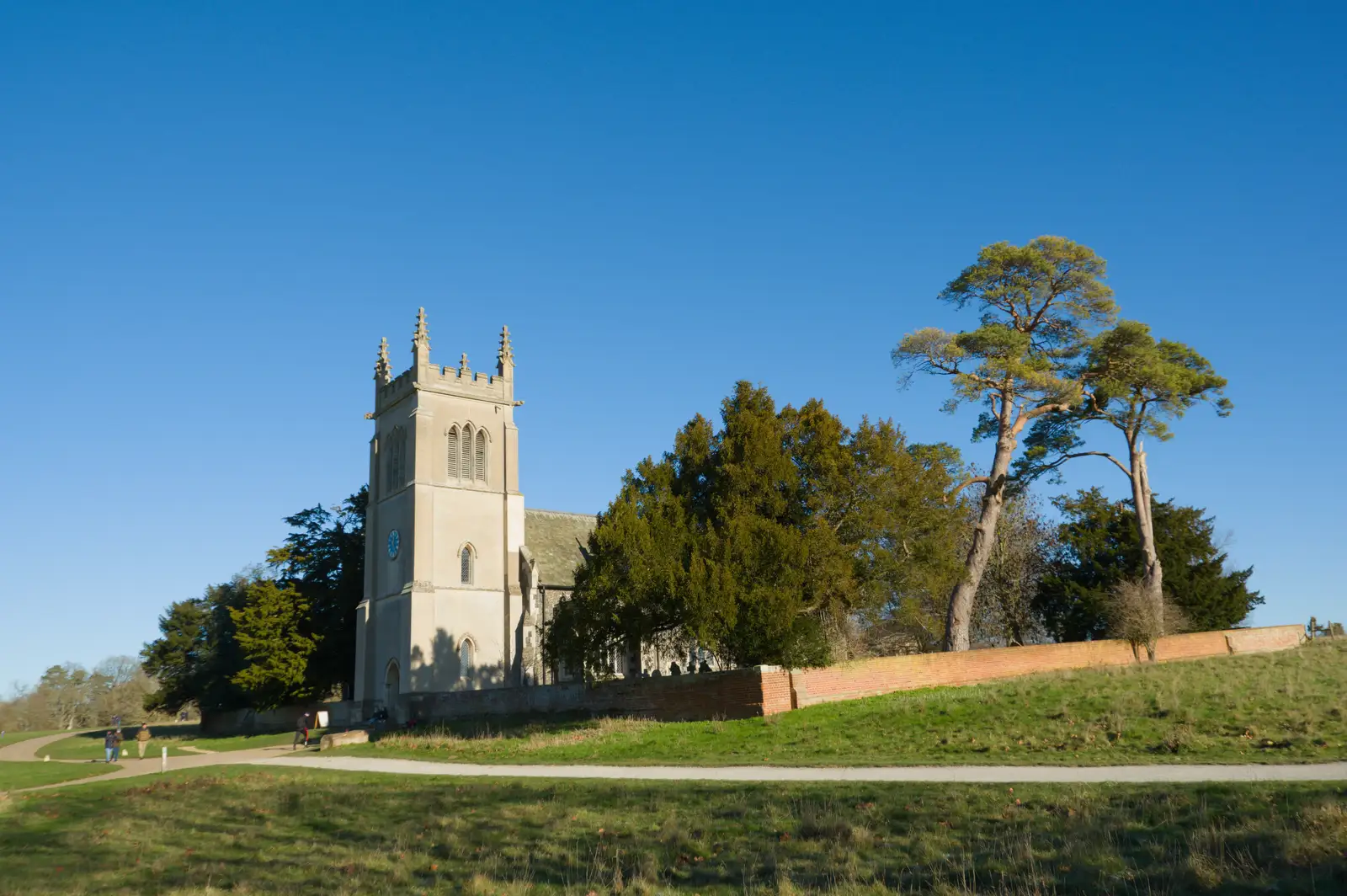 It's amazingly blue sky over the church, from Shadow the Snow Leopard at Ickworth House, Horringer - 4th January 2026