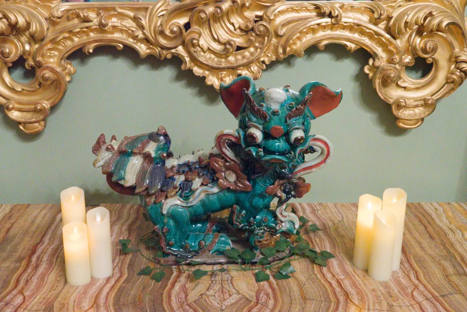 A grotesque ceramic Chinese pug , from Shadow the Snow Leopard at Ickworth House, Horringer - 4th January 2026