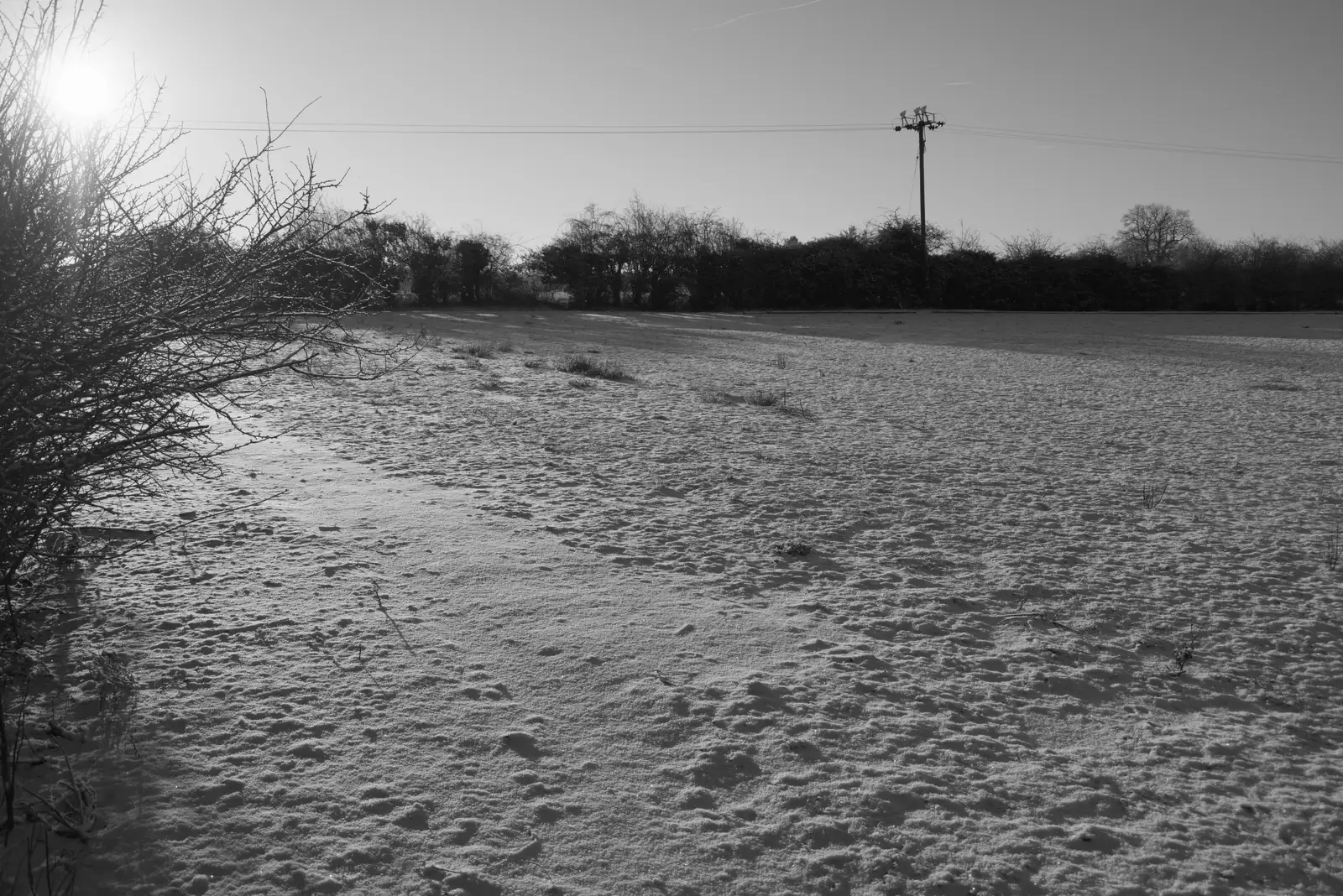 The side field in black and white, from Harry's Snow Days, Brome, Suffolk - 5th January 2026