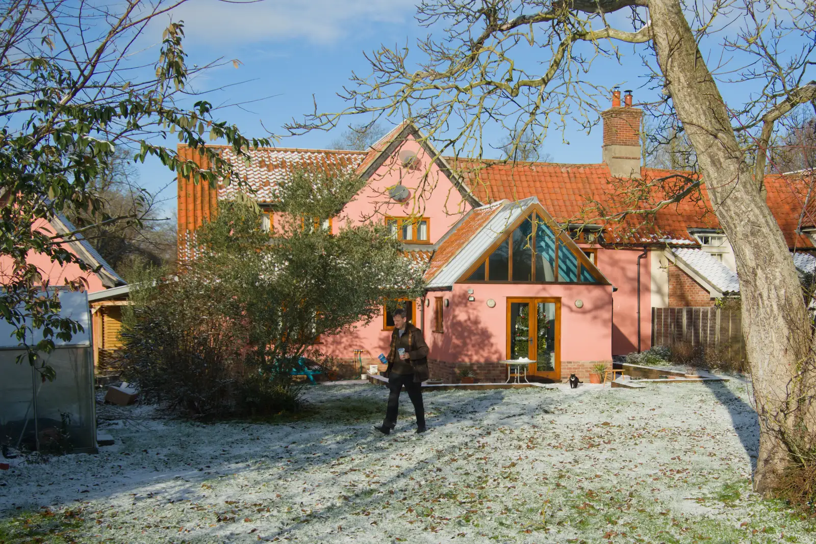 Nosher on the way to the compost heap, from Harry's Snow Days, Brome, Suffolk - 5th January 2026