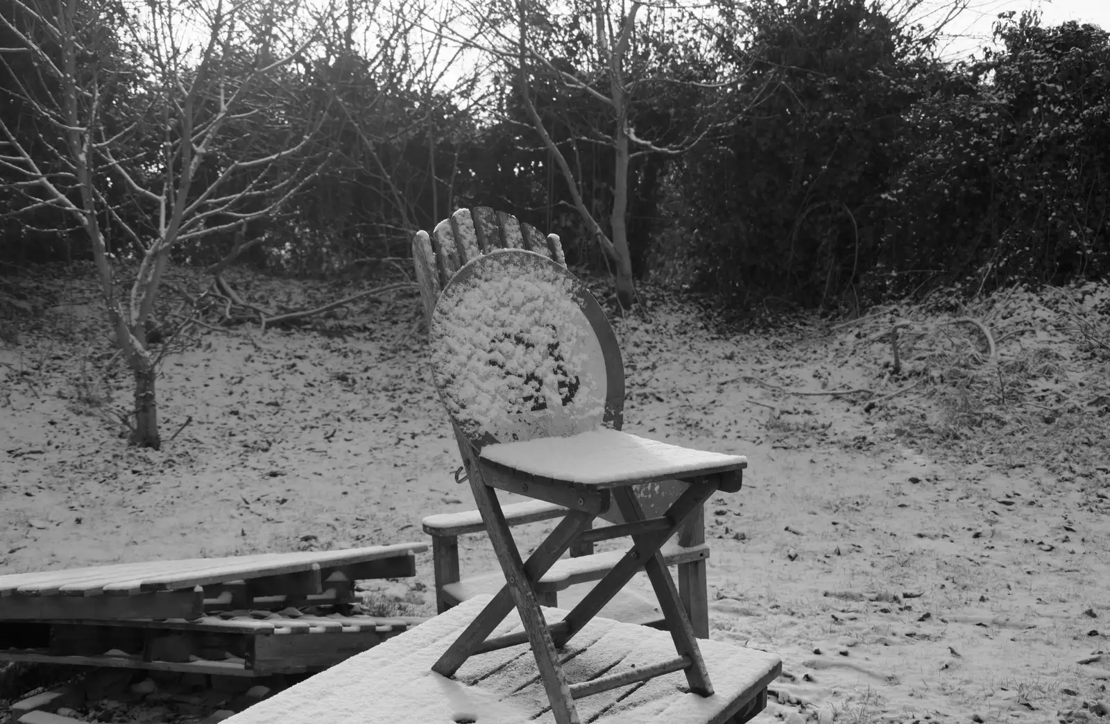 A roadsign found in a hedge, and an old chair, from Harry's Snow Days, Brome, Suffolk - 5th January 2026