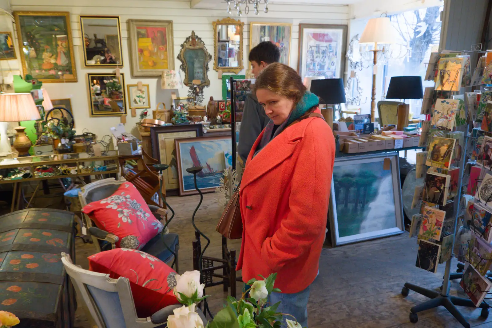 Isobel and Fred in the antique shop, from Dove Players' Pantomime, and Lunch in the Lion, Debenham - 11th January 2026