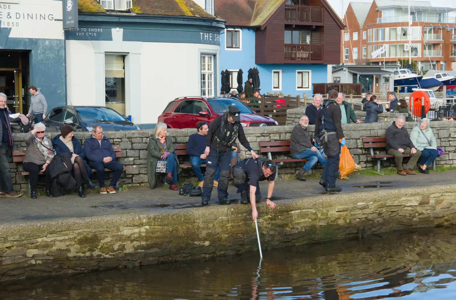 Sacks of shellfish are hauled up, from New Milton and a Return to Lymington, Hampshire - 17th January 2026