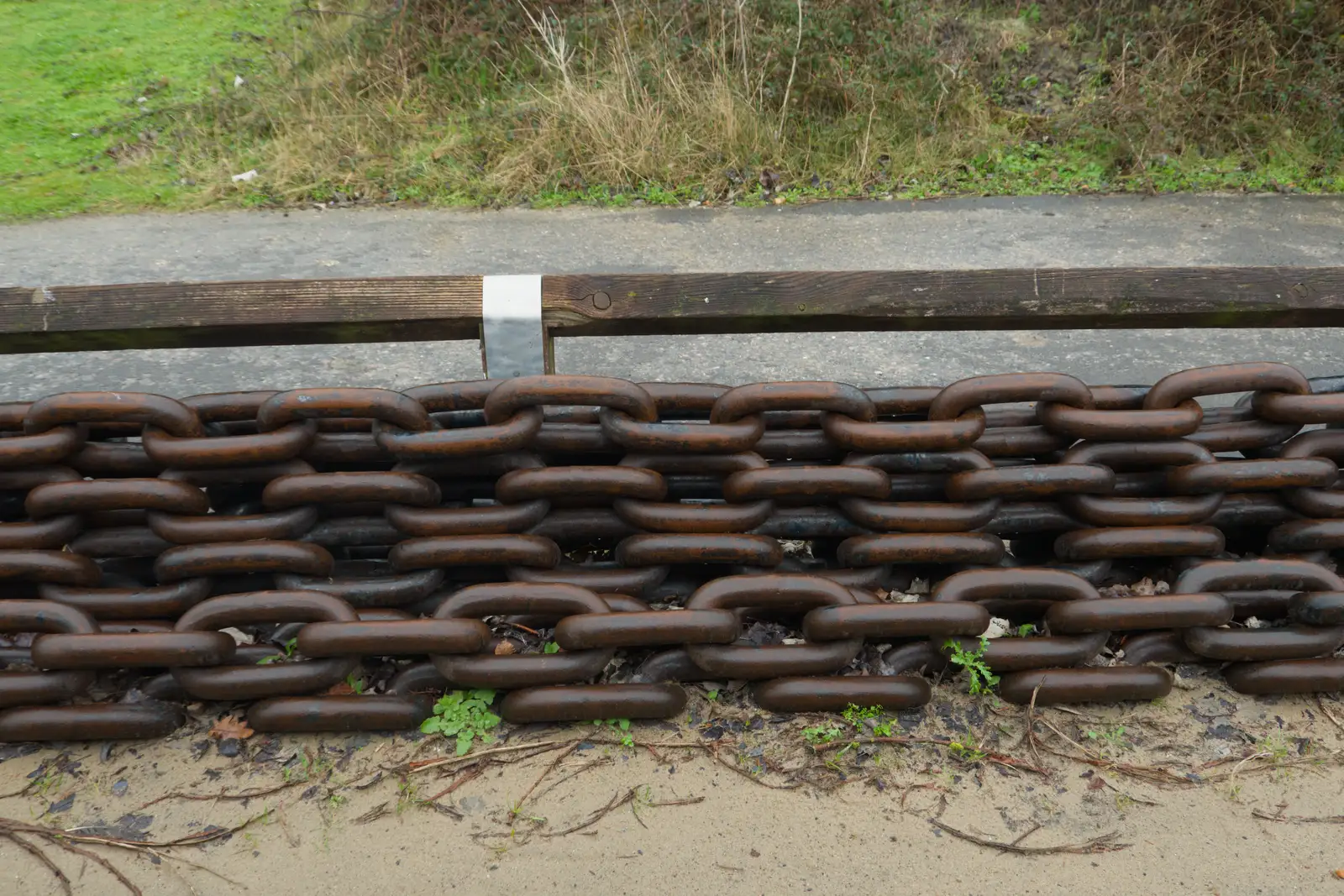 Old ferry chains are lined up by the roadside, from From Poole to Portland the Slow Way: a Dorset Odyssey - 18th January 2026