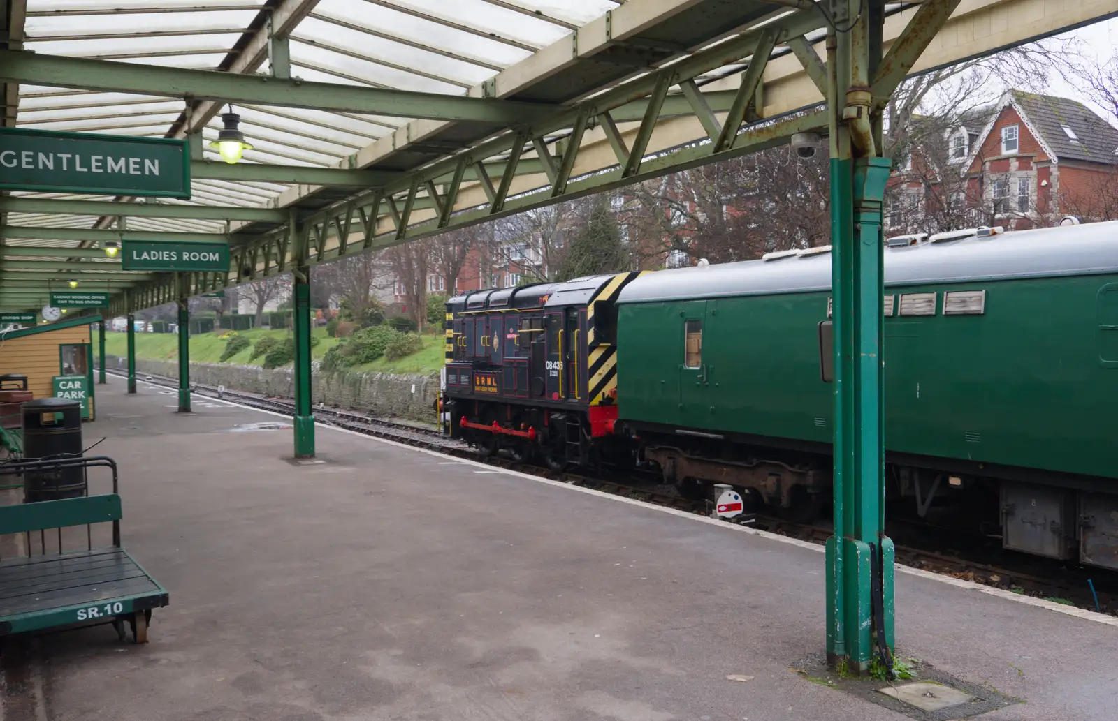A Class 08 shunter on the platform at Swanage, from From Poole to Portland the Slow Way: a Dorset Odyssey - 18th January 2026