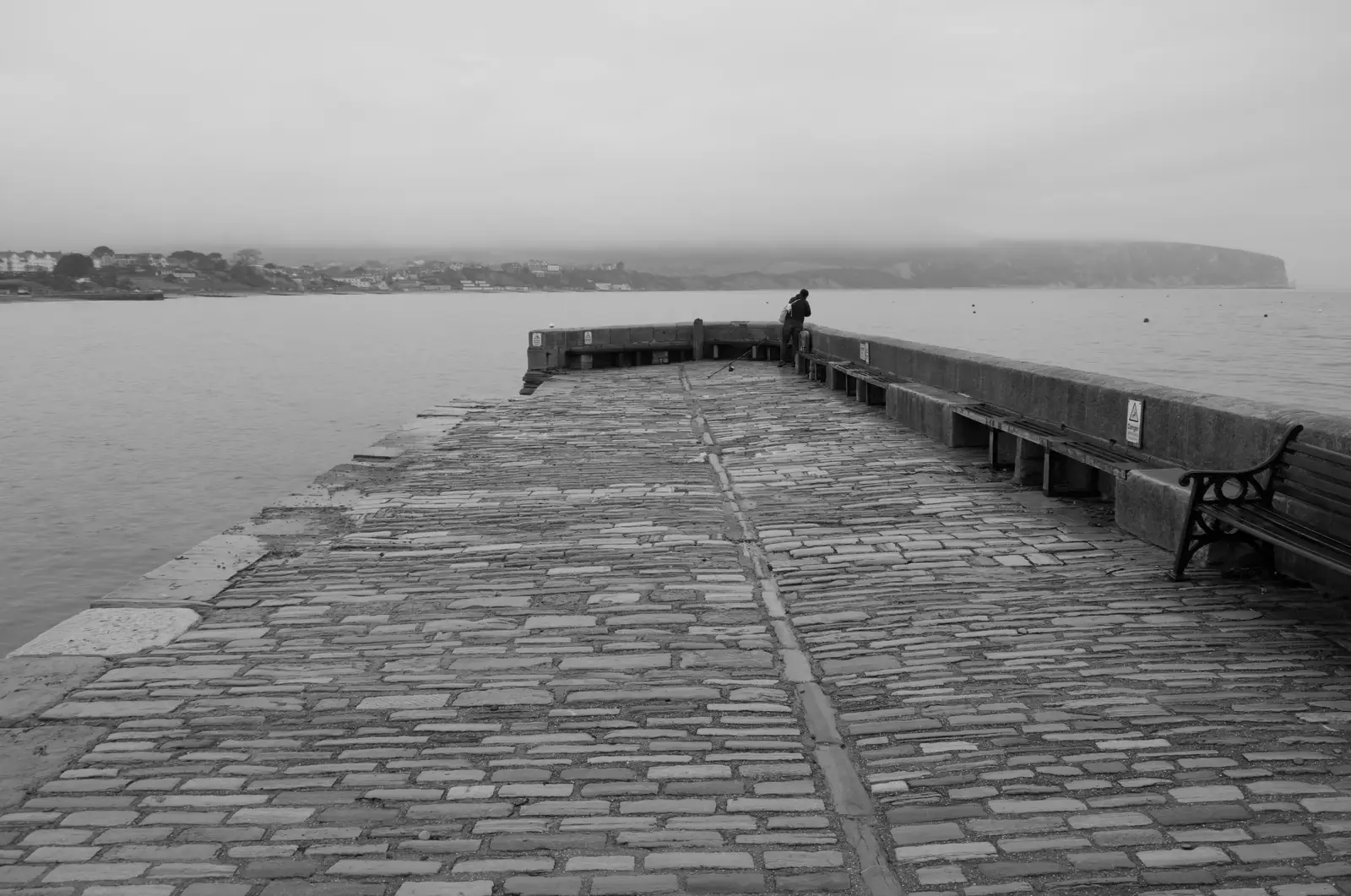 Someone fishes off Stone Quay, from From Poole to Portland the Slow Way: a Dorset Odyssey - 18th January 2026