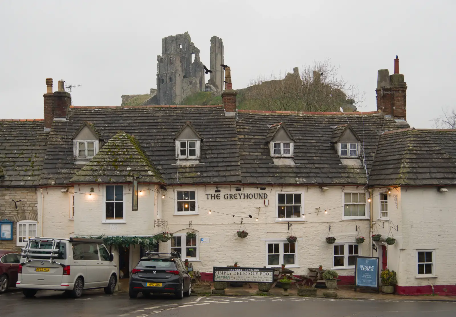 The castle behind the Greyhound pub, from From Poole to Portland the Slow Way: a Dorset Odyssey - 18th January 2026