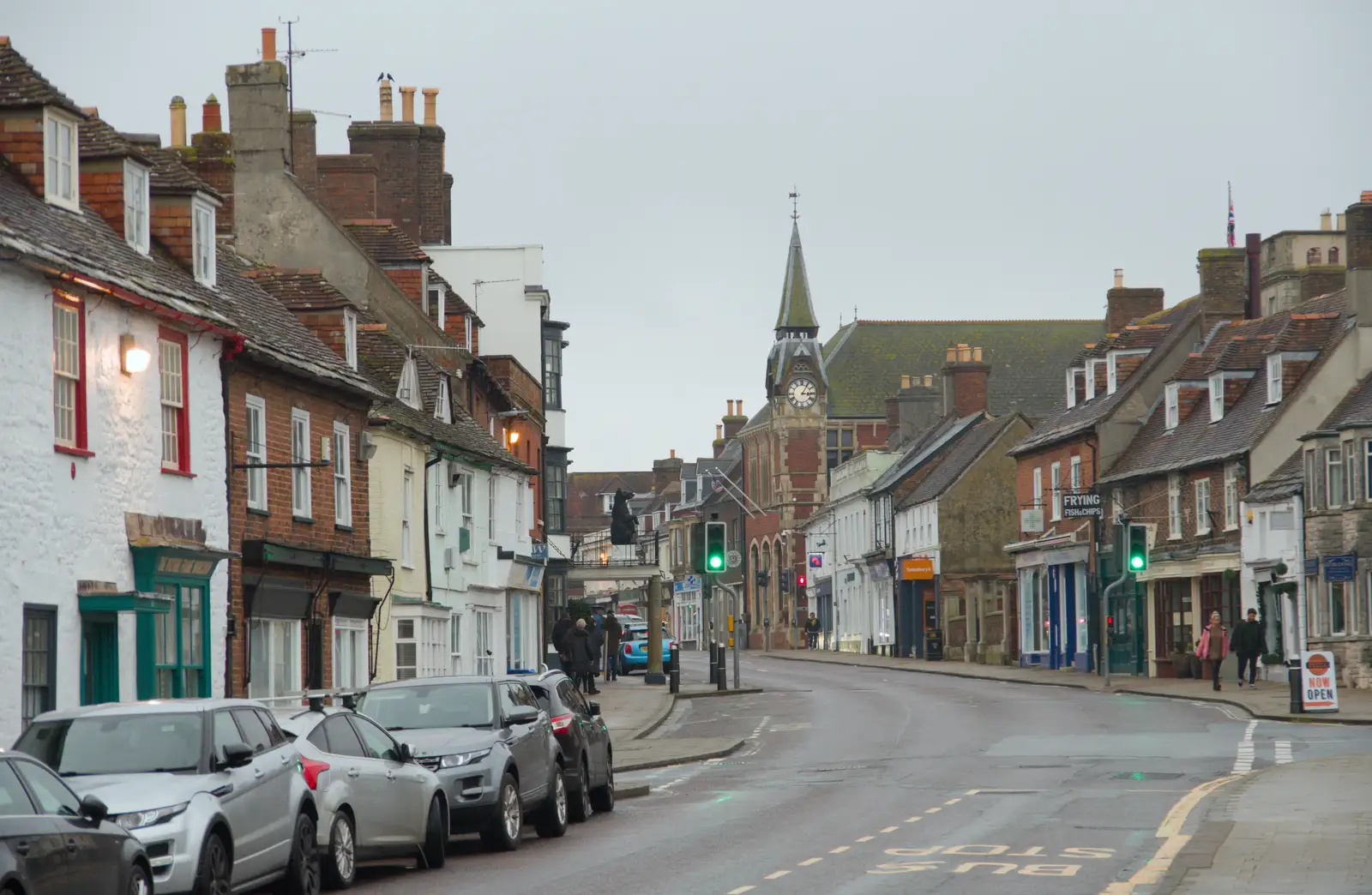 Looking up South Street in Wareham, from From Poole to Portland the Slow Way: a Dorset Odyssey - 18th January 2026