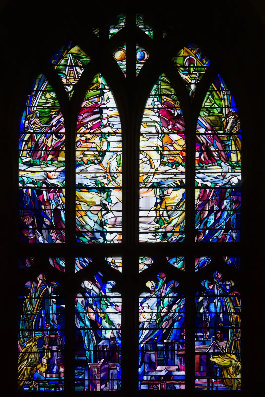 An impressive modern stained-glass window, from From Poole to Portland the Slow Way: a Dorset Odyssey - 18th January 2026