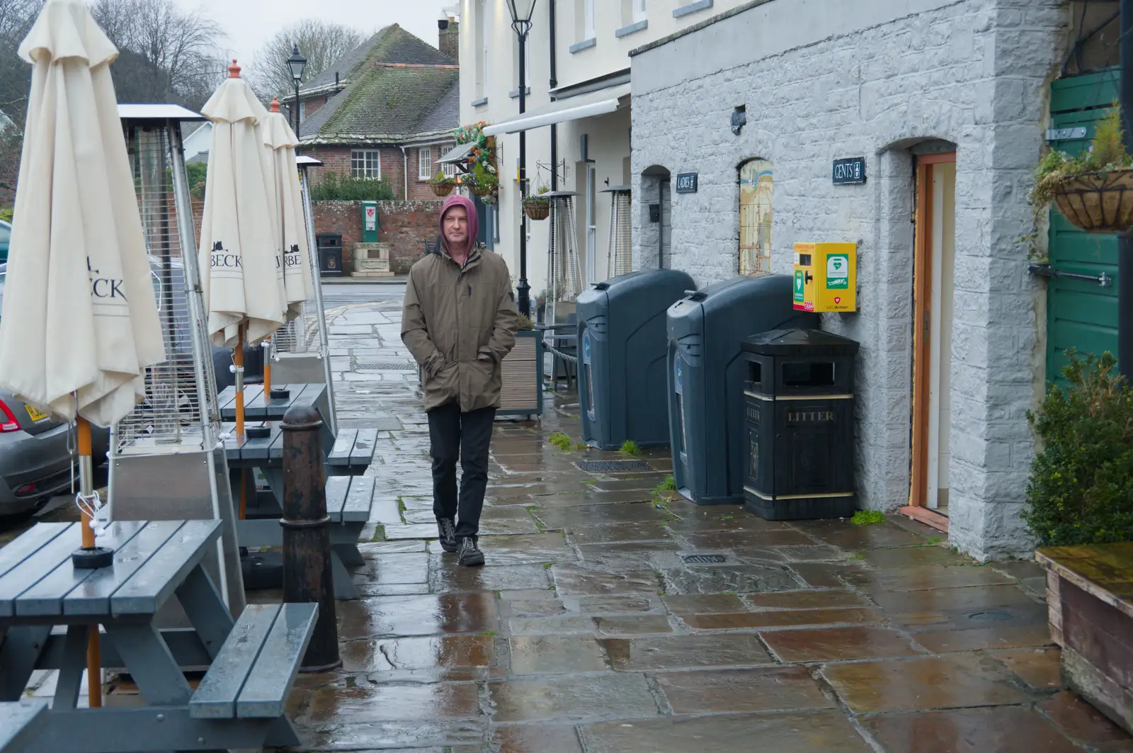 Sean looks shifty wandering around the Quay, from From Poole to Portland the Slow Way: a Dorset Odyssey - 18th January 2026