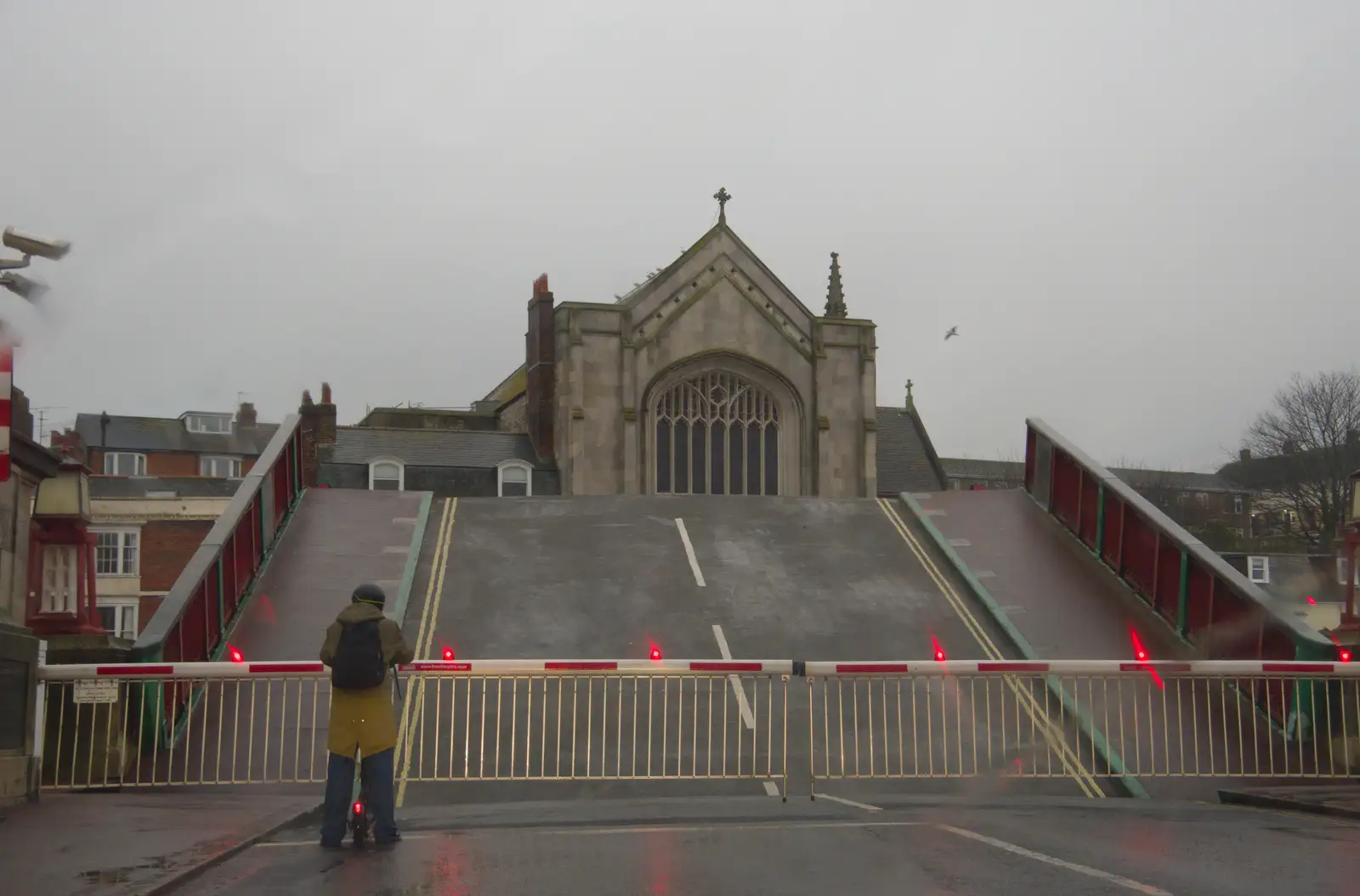 The bascule bridge is up at Weymouth, from From Poole to Portland the Slow Way: a Dorset Odyssey - 18th January 2026