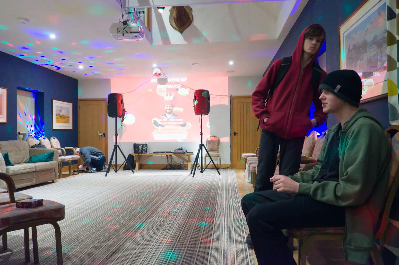 We're early, so it's just Harry and Fred, from Dove Players' Wrap Party, Braisworth, Suffolk - 23rd JAnuary 2026