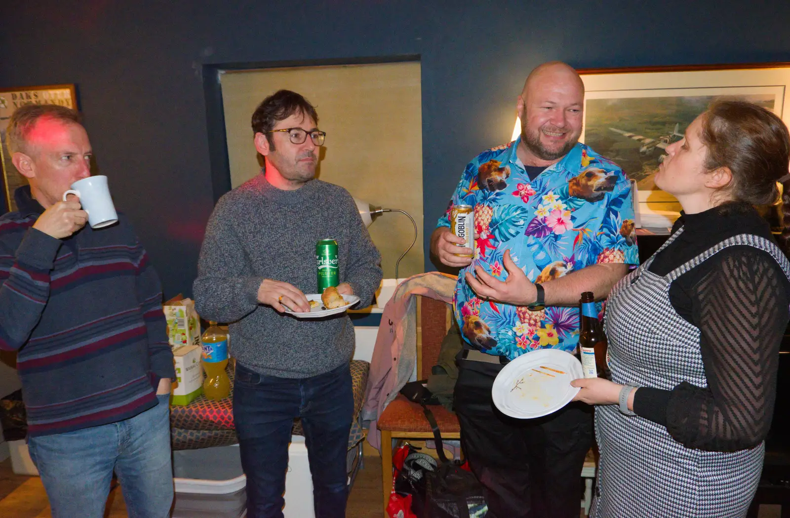 Dave, Joe, Will and Isobel, from Dove Players' Wrap Party, Braisworth, Suffolk - 23rd JAnuary 2026