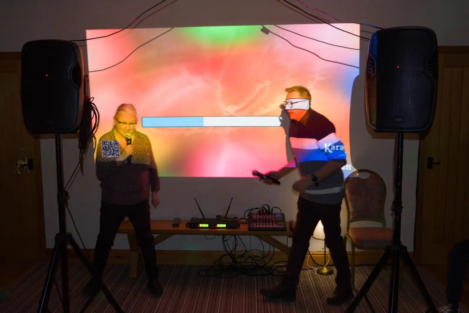 Keith looks like he has a mad face mask on, from Dove Players' Wrap Party, Braisworth, Suffolk - 23rd JAnuary 2026