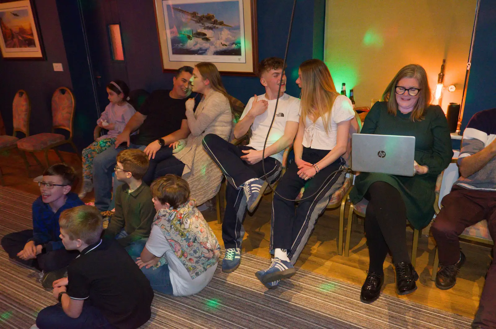Nicola cues something up on the karaoke laptop, from Dove Players' Wrap Party, Braisworth, Suffolk - 23rd JAnuary 2026