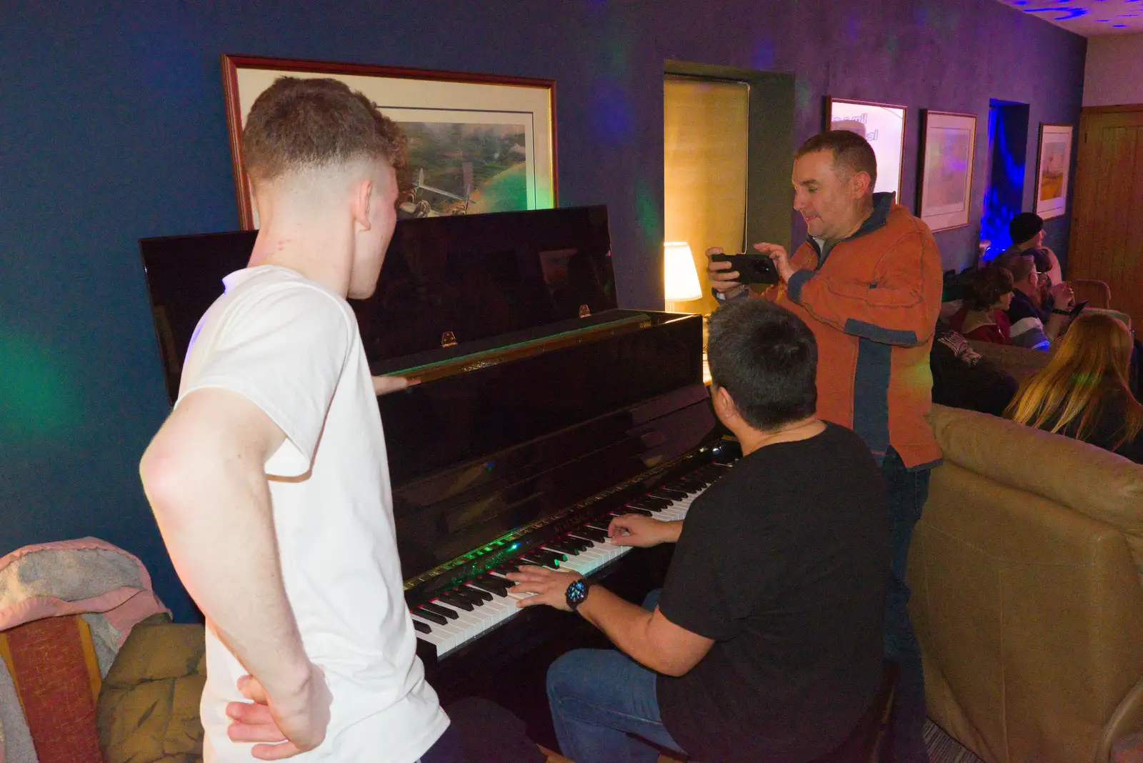Mario plays the piano for a bit, from Dove Players' Wrap Party, Braisworth, Suffolk - 23rd JAnuary 2026