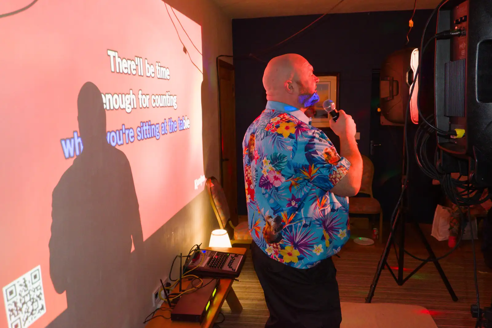 A backstage view of Will doing The Gambler, from Dove Players' Wrap Party, Braisworth, Suffolk - 23rd JAnuary 2026