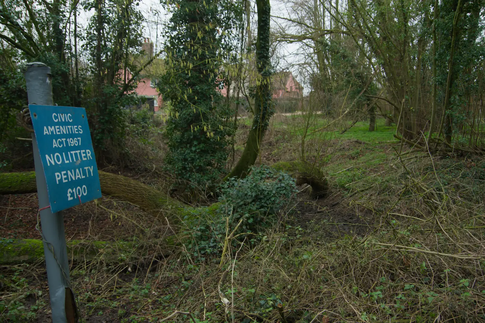 An ancient no littering sign, from Another Walk to the Crossways, Scole, Norfolk - 25th January 2026