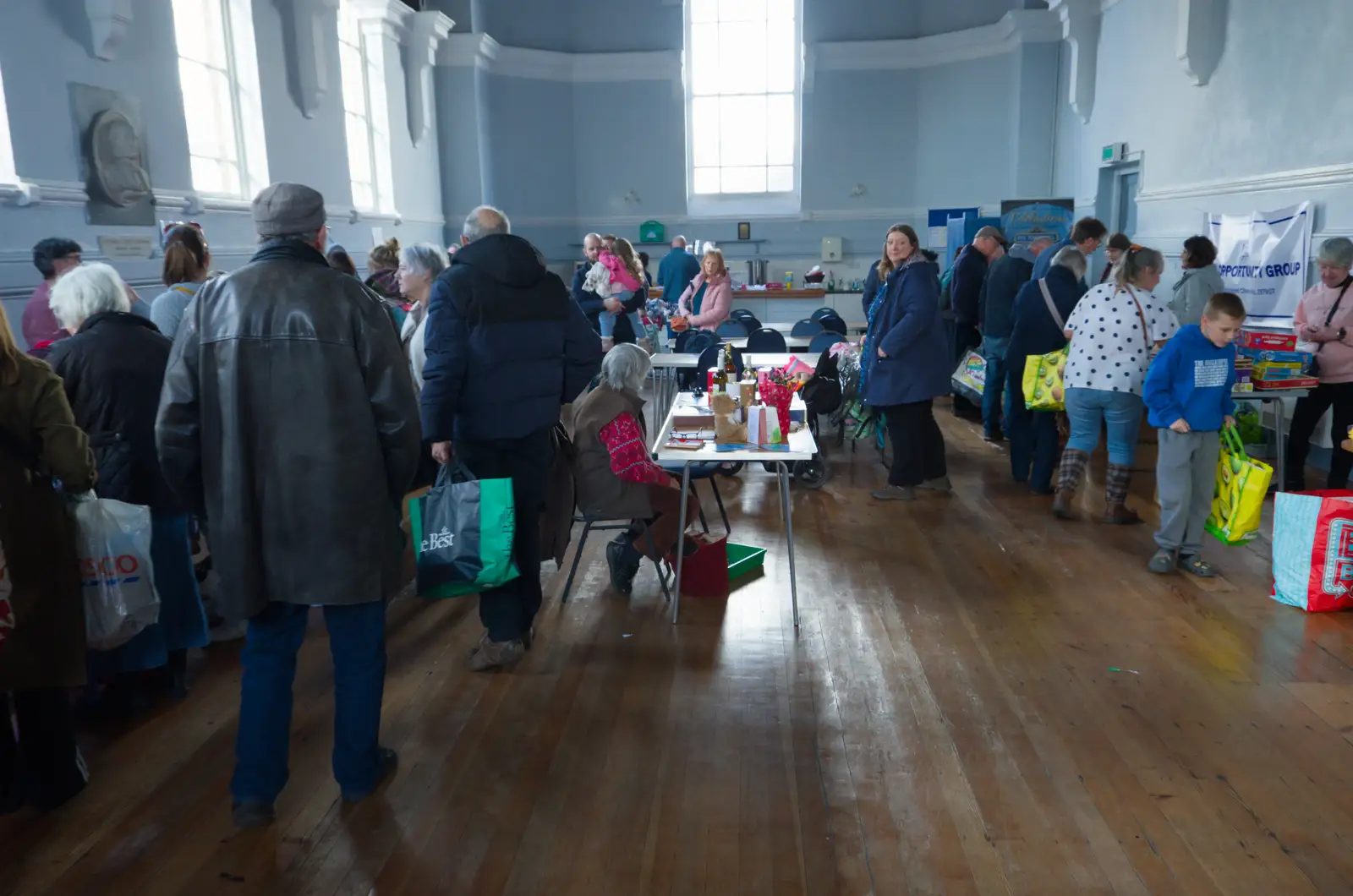 Jumble-sale action in Eye Town Hall, from A Small March Miscellany, Eye, Suffolk - 18th MArch 2026