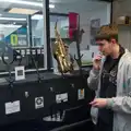 Fred gets a reed ready in the testing room, Saxophone Shopping in Cambridge - 21st March 2026