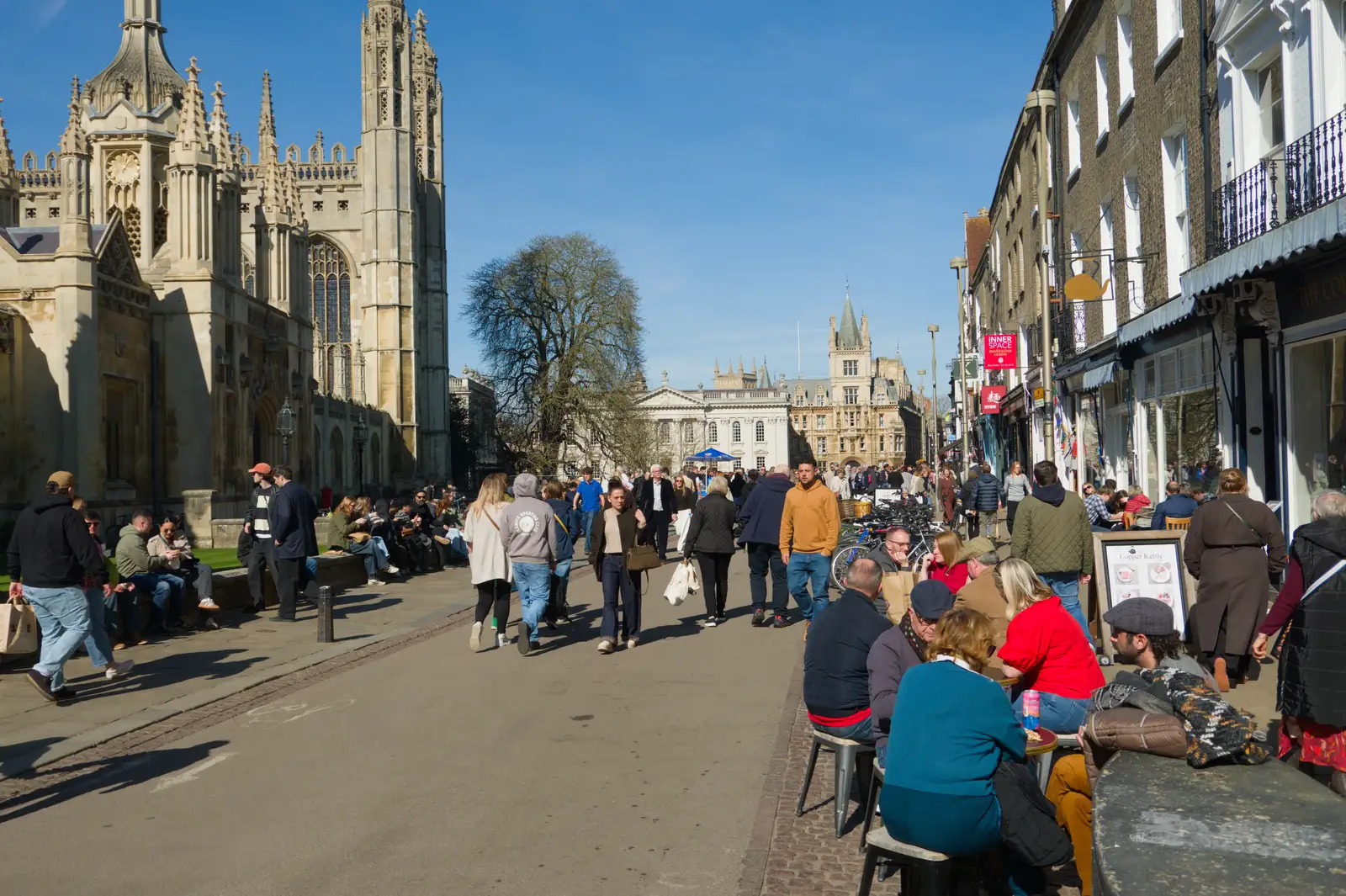 It's busy on King's Parade, from Saxophone Shopping in Cambridge - 21st March 2026