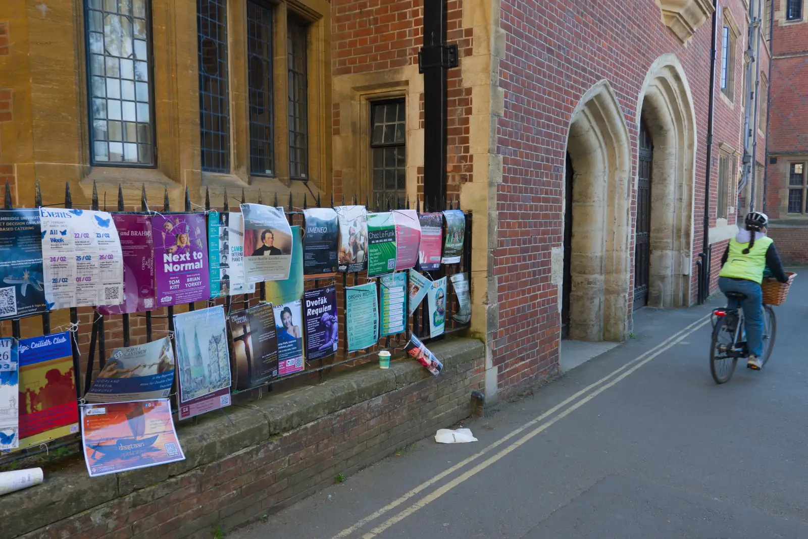 Posters on Trinity Lane, from Saxophone Shopping in Cambridge - 21st March 2026