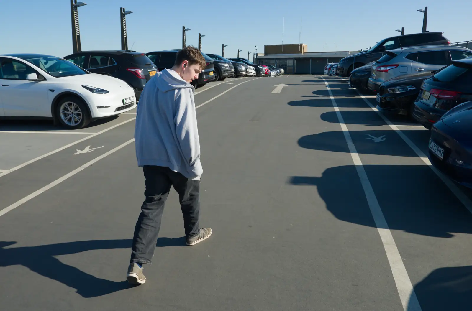 Fred on the top of Grand Arcade car park, from Saxophone Shopping in Cambridge - 21st March 2026